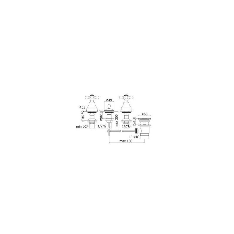 BATTERIA BIDET' 3 FORI S.A.11/4 PAFFONI IRIS IR 116 GOLDEN FLASH