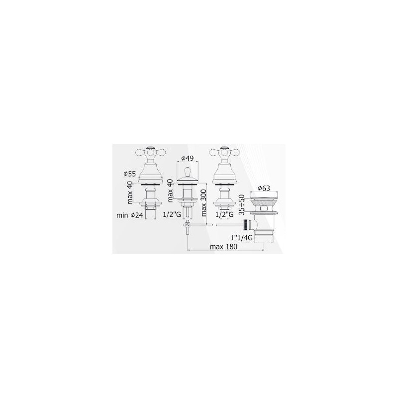 BATTERIA BIDET' 3 FORI S.A.11/4 PRESTIGE ATA ITALIA