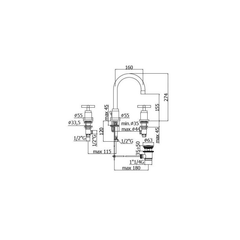 BATTERIA LAVABO  3 FORI S.A.11/4 PAFFONI QUATTRO  CERAMIC QVT055