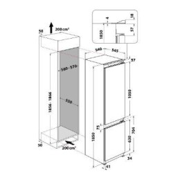 Frigorifero Combinato, Capacità totale: 289 lt (210 lt Frigo + 79 lt Freezer), Frigorifero ventilato / freezer statico Low Frost