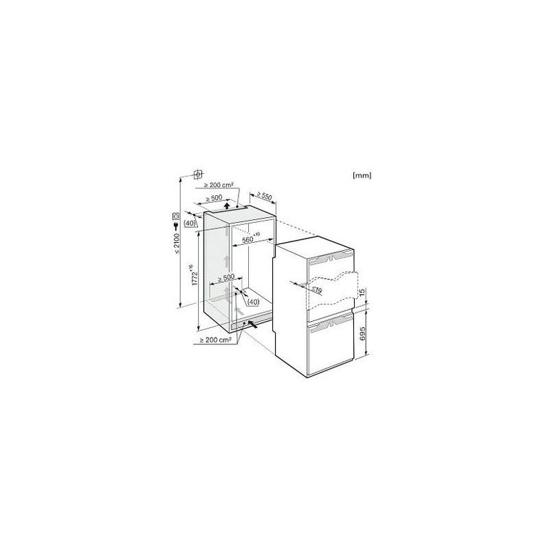 FRIGORIFERO INCASSO MIELE NO FROST DOPPIA PORTA KFN 37232 ID CLASSE A++  DIMENSIONI 172 X LAR. 56 X PR. 55  CM