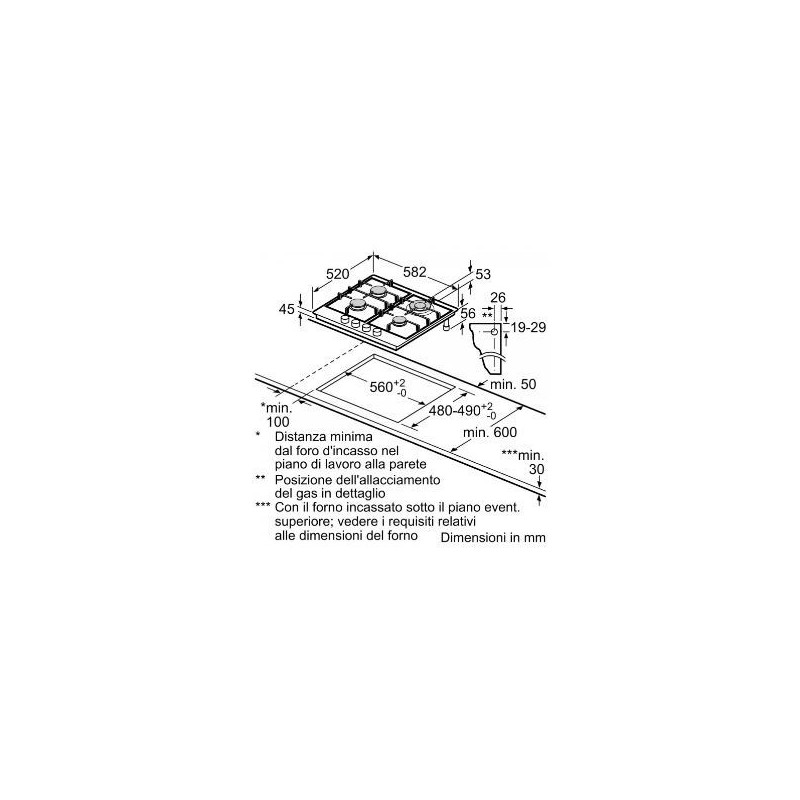 PIANO COTTURA GAS BOSCH 60 CM BOS-4242005231706