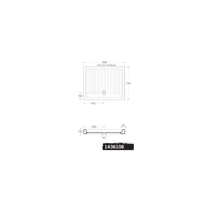 PIATTO DOCCIA 72X90 CERAMICA PILETTA CENTRALE