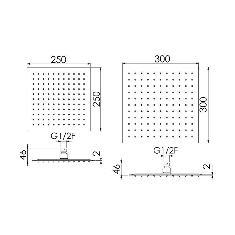 SOFFIONE ULTRAPIATTO QUADRO D.25