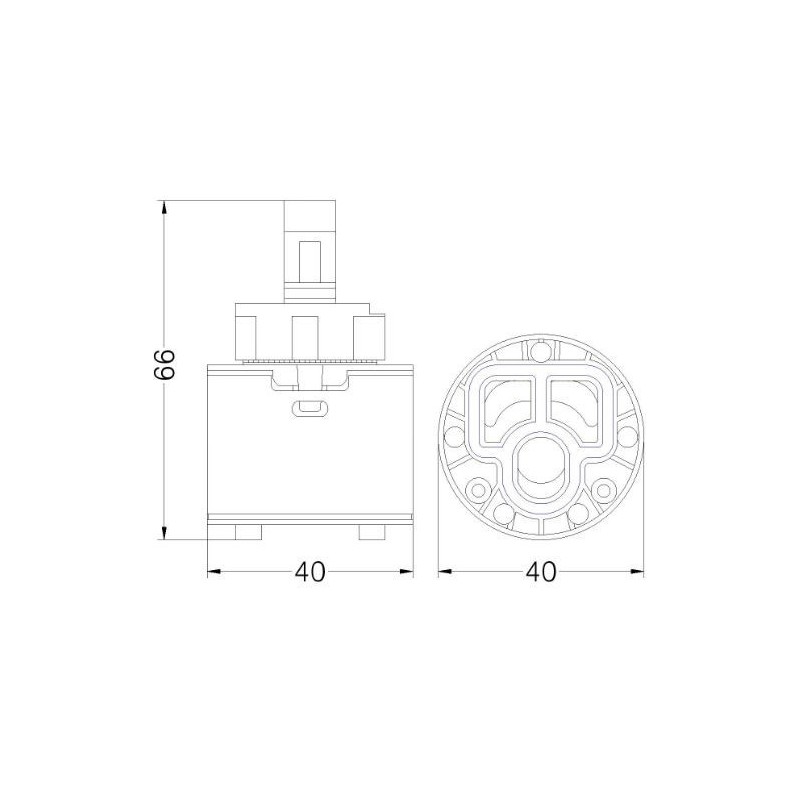 CARTUCCIA 150 CON LIMITATORI DI PORTATA E TEMPERATURA MM 40 X H66
