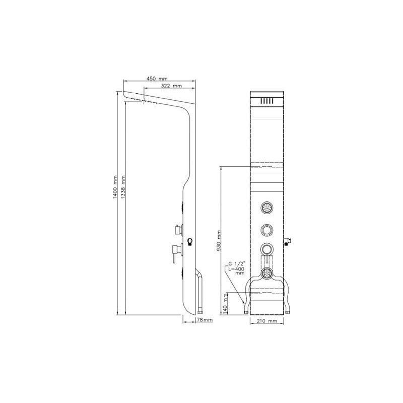 COLONNA DOCCIA EASY IN ABS  BIANCA METAFORM