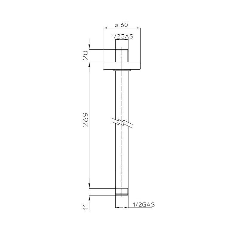 BRACCIO DOCCIA TONDO VERTICALE D.21X200 CR