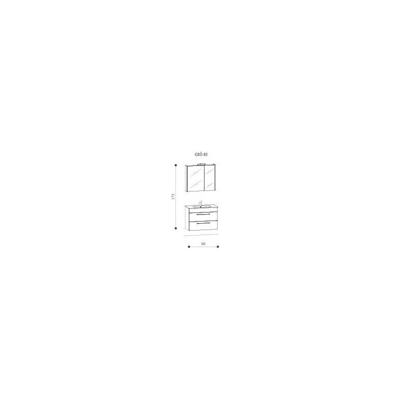COMPONIBILE DA BAGNO  SERIE GIO 03 DA 80 X 40 CM-SPECCHIO CONTENITORE E  APLIQUE