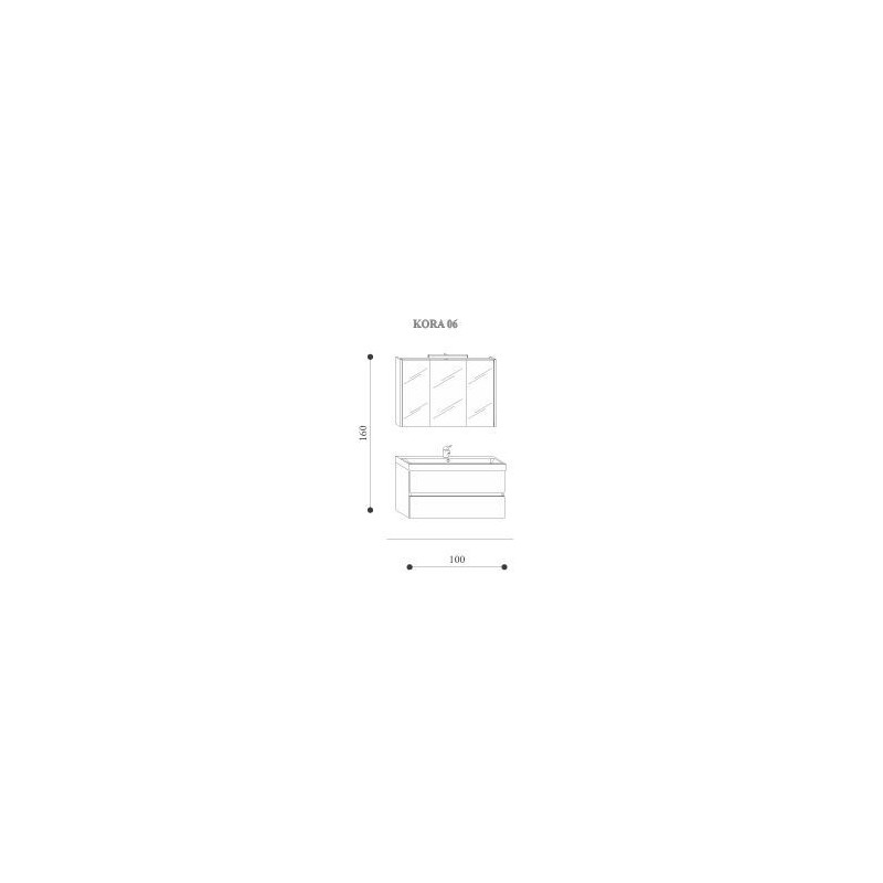 COMPONIBILE DA BAGNO  SERIE KORA 06 BASE DA 100 CM-SPECCHIO CONTENITORE
