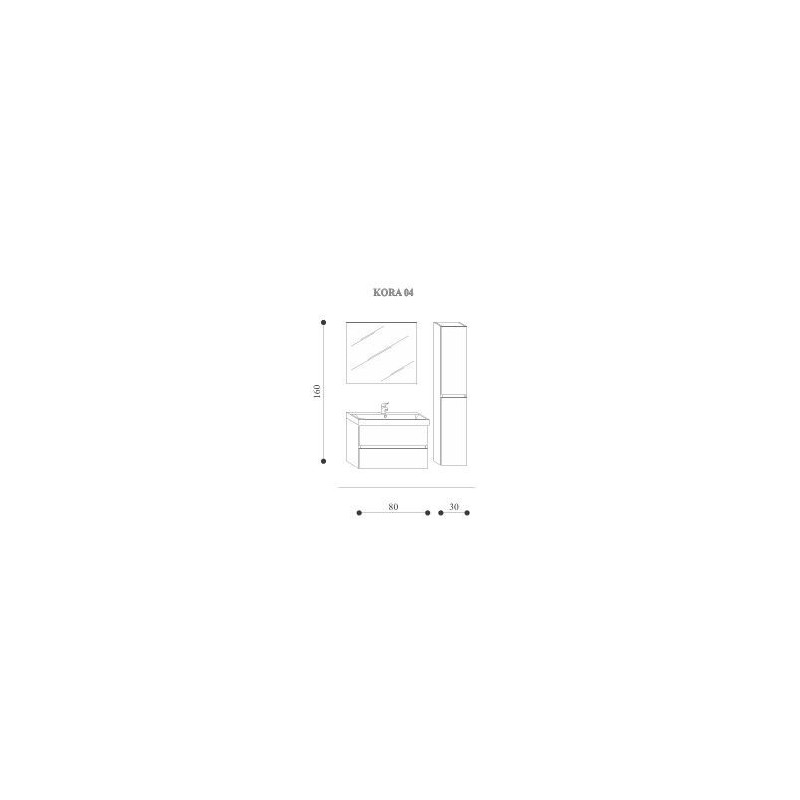 COMPONIBILE DA BAGNO  SERIE KORA DA 80 CM-SPECCHIO CON SPECCHIO RETROILLUMINIATO e COLONNA CM.30 X H.160 PR. 27 ROVERE SCURO