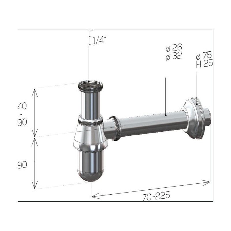 SIFONE BOTTIGLIA 1 1/4   S/PILETTA CROM