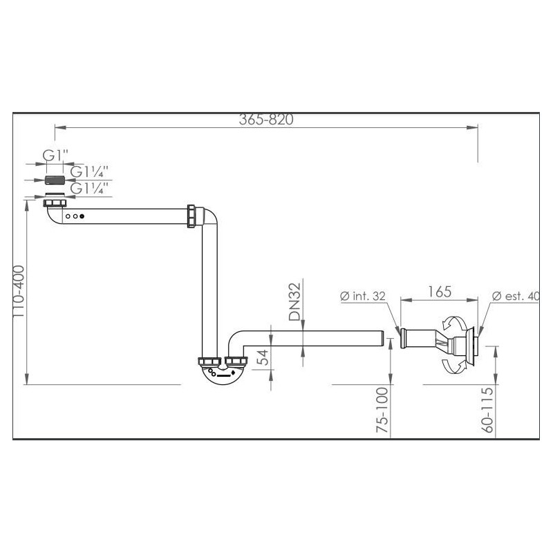 SIFONE SALVASPAZIO  1"1/4 S/PILETTA  LAVABO L.B. PLAST