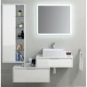 COMPOSIZIONE BASE SOSPESA A CASSETTONE + CASSETTONE LATERALE TREVI  BIANCO CM. 130  CON SPECCHIO RETROILLUMINATO COMPLETO LAVABO