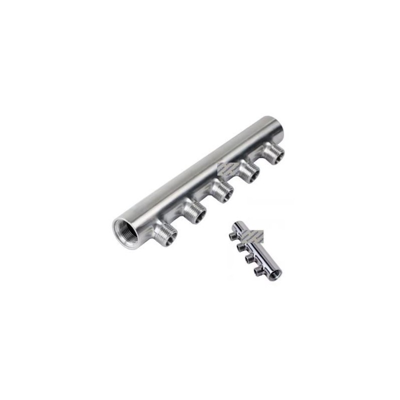 COLLETTORE ACCIAIO INOX 304 DA 2" 5  POSTI DA 1/2 PER CONTATORI ACQUA