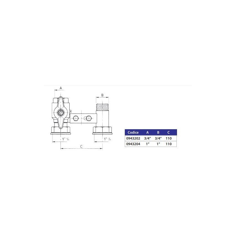 STAFFA PER CONTATORE GAS NUDO CON  VALVOLA 1"1/4 X 1