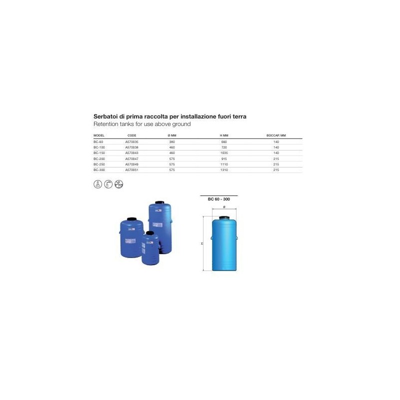 SERBATOIO IN POLIETILENE LT200 A BARILOTTO BC-200