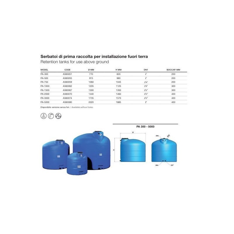 SERBATOIO CILINDRICO IN POLIETILENE LT5000 D. PA-5000