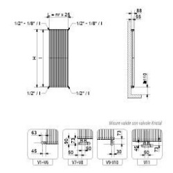 RADIATORE CORDIVARI ALICE 18 TANDEM VERTICALE  H 658 X 961  ATTACCO LATERALE  V3  DA 1/2 INTERASSE 600  BIANCO