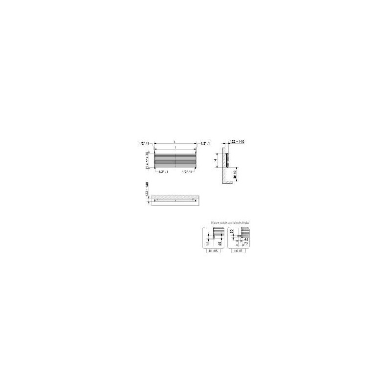 RADIATORE CORDIVARI ALICE 22 TANDEM ORIZZONTALE  H 270 X 1200 ATTACCO  LATERALE H7 DA 1/2 INTERASSE 210 BIANCO