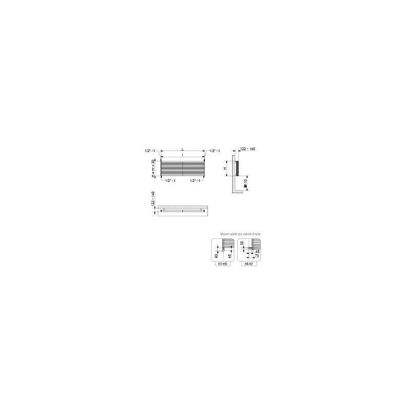 RADIATORE CORDIVARI ALICE TANDEM ORIZZONTALE  H786 XL  800 ATTACCO  INFERIORE H1 DA 1/2 INTERASSE 742 BIANCO W 1346