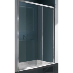BOX EUROPA PORTA SCORREVOLE A 2 ANTE SAMO 116/122  B7883 SARAS SATINATO ARGENTO CRISTALLO SATINATO ACQUA MM.6
