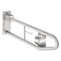 MANIGLIONE RIBALTABILE CON PORTAROTOLO  CM 70 CROMO